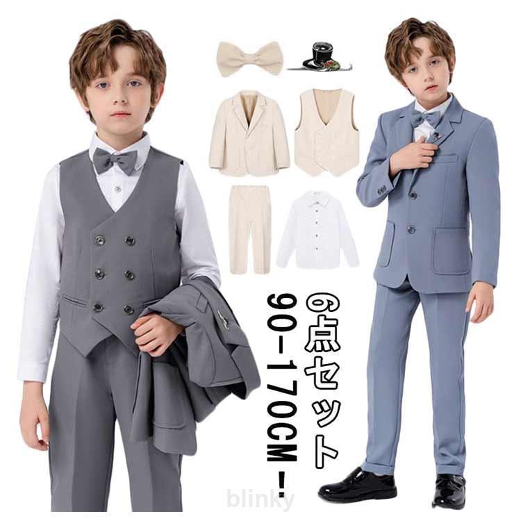 スーツ キッズ フォーマルスーツ こども 6点セット ベスト ジャケット お宮参り セット 入学式 フォーマル パンツ セレモニースーツ おしゃれ シの画像
