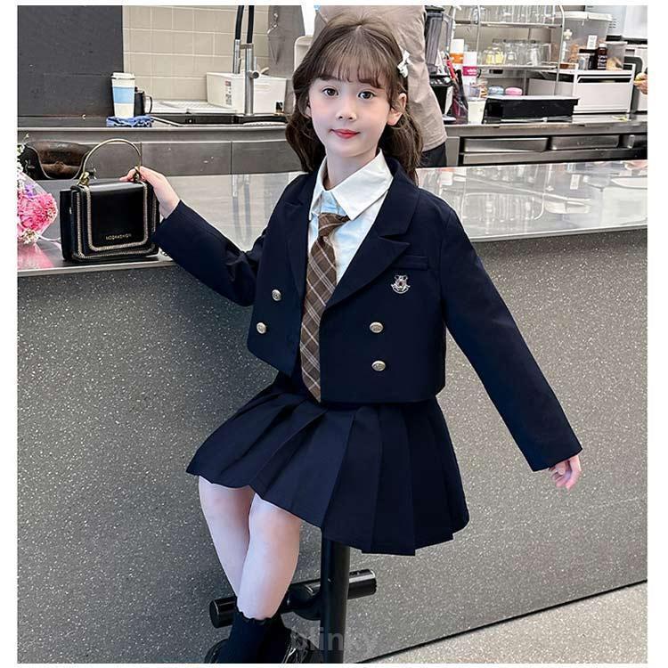 女子 スーツ 4点セット 150 中高生 女の子 入学式 卒服 韓国 制服 フォーマルスーツ 卒業式 プリーツスカート 小学校 小学生 卒業式 高校生の画像