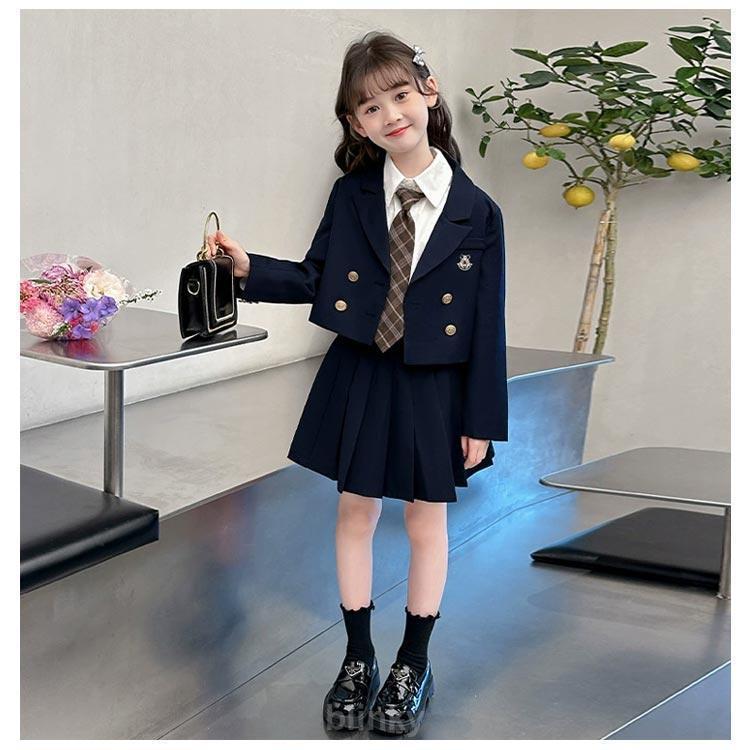 女子 スーツ 4点セット 150 中高生 女の子 入学式 卒服 韓国 制服 フォーマルスーツ 卒業式 プリーツスカート 小学校 小学生 卒業式 高校生の画像