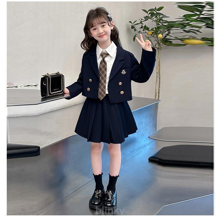 女子 スーツ 4点セット 150 中高生 女の子 入学式 卒服 韓国 制服 フォーマルスーツ 卒業式 プリーツスカート 小学校 小学生 卒業式 高校生の画像