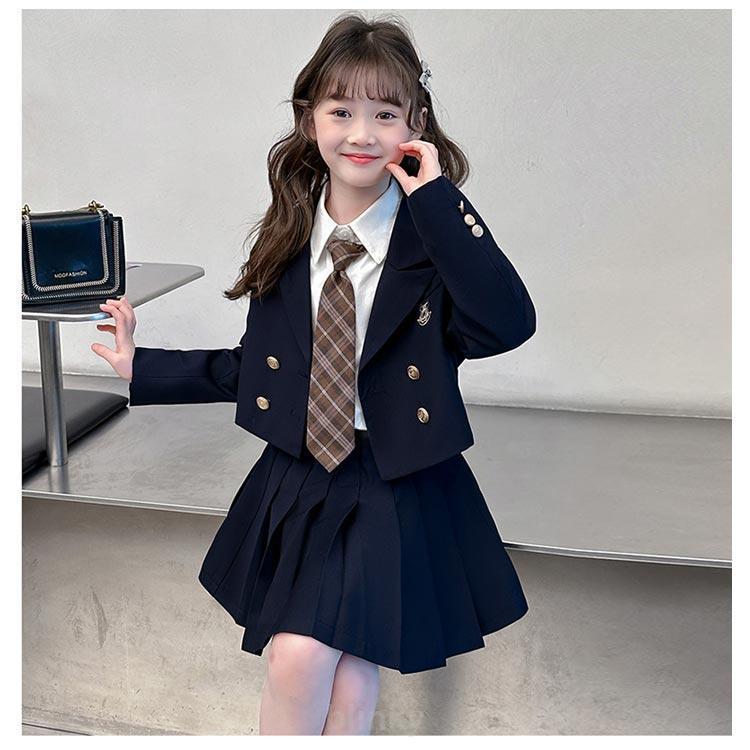 女子 スーツ 4点セット 150 中高生 女の子 入学式 卒服 韓国 制服 フォーマルスーツ 卒業式 プリーツスカート 小学校 小学生 卒業式 高校生の画像