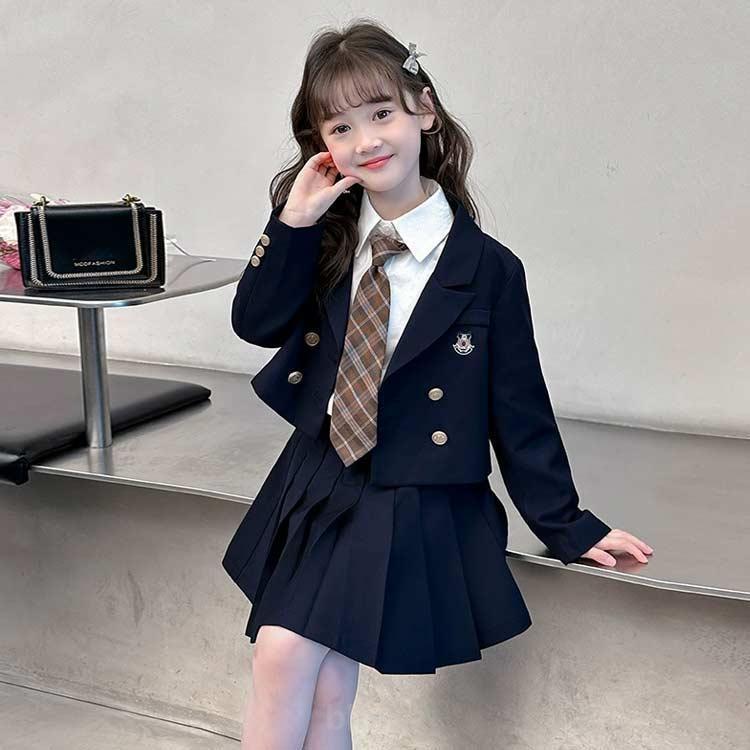 女子 スーツ 4点セット 150 中高生 女の子 入学式 卒服 韓国 制服 フォーマルスーツ 卒業式 プリーツスカート 小学校 小学生 卒業式 高校生の画像