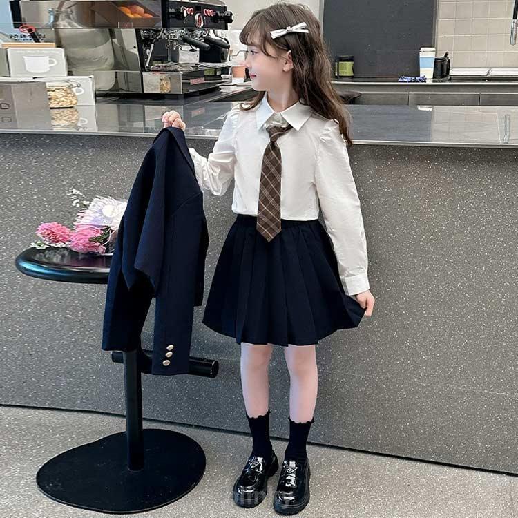 女子 スーツ 4点セット 150 中高生 女の子 入学式 卒服 韓国 制服 フォーマルスーツ 卒業式 プリーツスカート 小学校 小学生 卒業式 高校生の画像