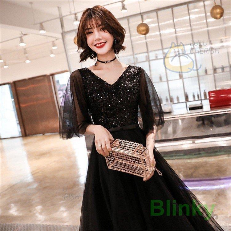 ロングドレス 演奏会 パーティードレス ブラックドレス レディース