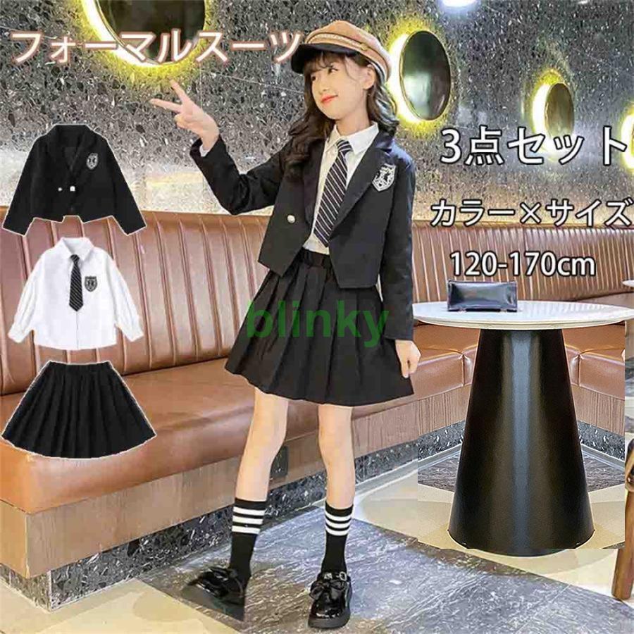 120サイズ チェック柄スーツブラック・黒ローファー18.5センチセット 