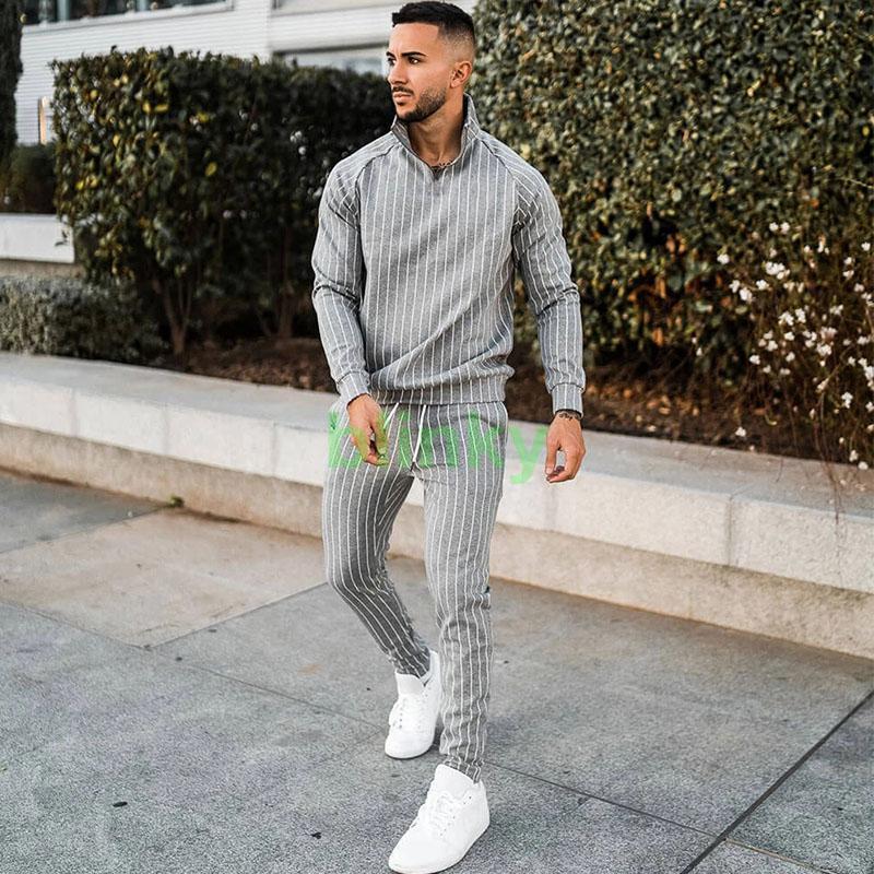 セットアップ メンズ 部屋着 ジップアップパーカ 縦縞お洒落街着