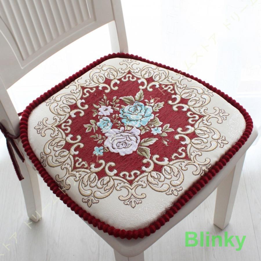 座布団 馬蹄型 ひも付き シートクッション チェアパッド おしゃれ 花柄