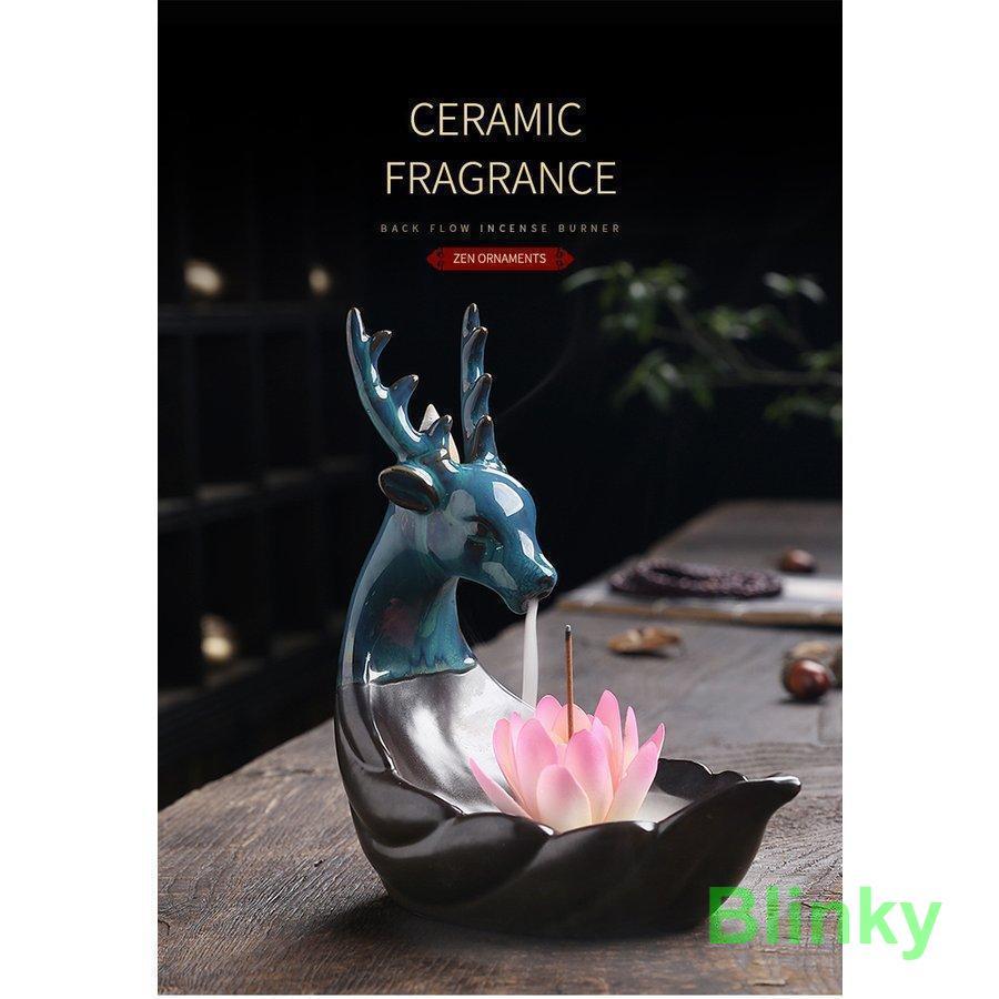 逆流香バーナー お香立て 鹿 線香立て 癒し リラックス 香炉仏 古典 お