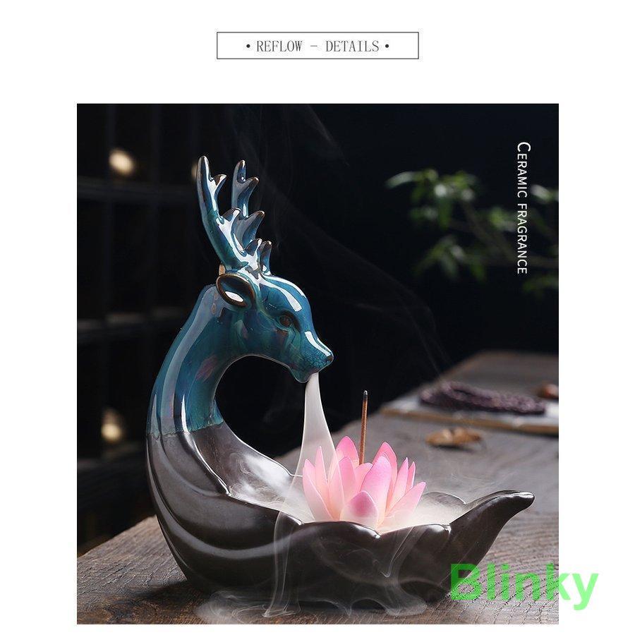 逆流香バーナー お香立て 鹿 線香立て 癒し リラックス 香炉仏 古典 お