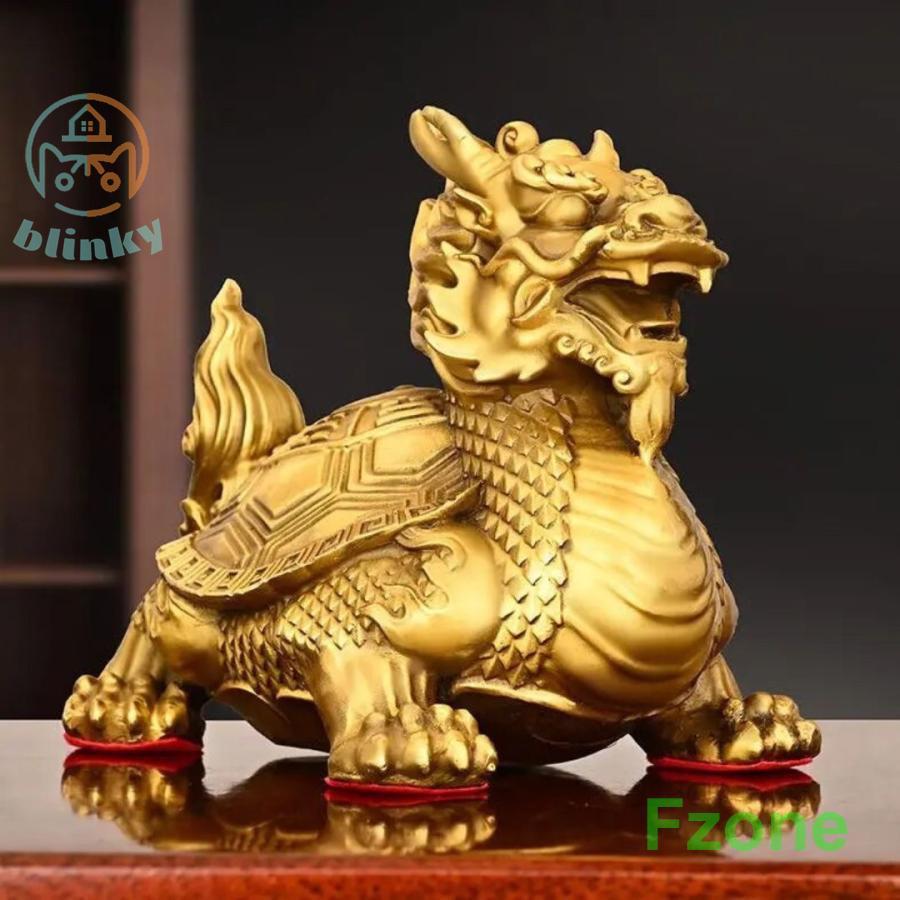 風水 龍亀 ロングイ ーVer3ー 轟亀 置物 銅 ブロンズ ゴールド