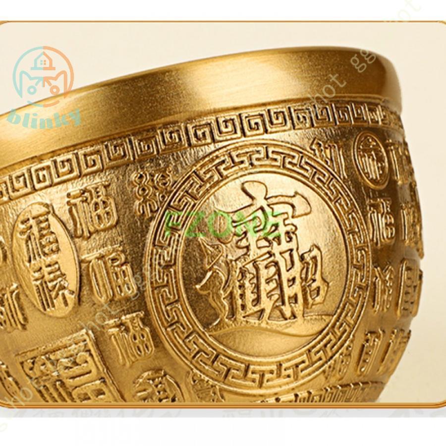 富と幸運 聚寶盆 浮彫 銅製 風水グッズ 風水 置物 開運 昇運 機運上昇