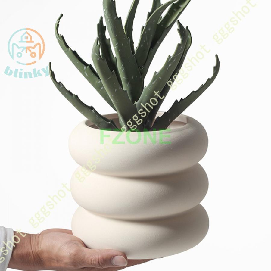 植木鉢 セラミック プランター ドーナツ形 口径8cm 10cm 12cm 置物
