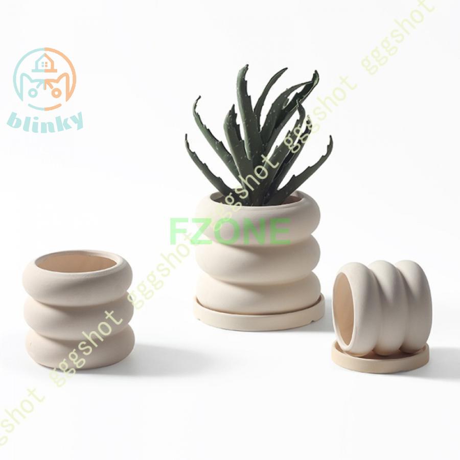 植木鉢 セラミック プランター ドーナツ形 口径8cm 10cm 12cm 置物