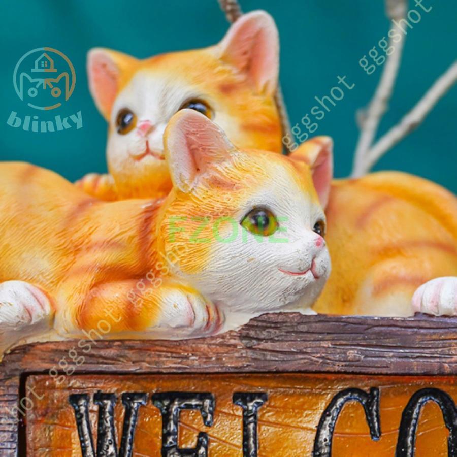 ガーデニング 置物 ガーデンオーナメント ウェルカム 猫のオブジェ