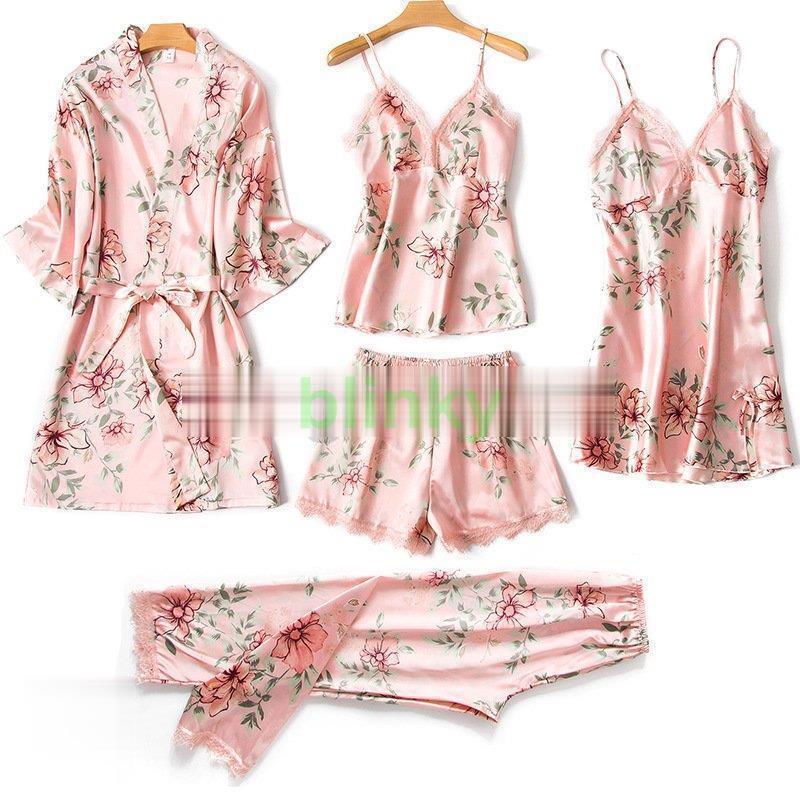 花柄ルームウェア パジャマ レディース 春夏 前開5点セット
