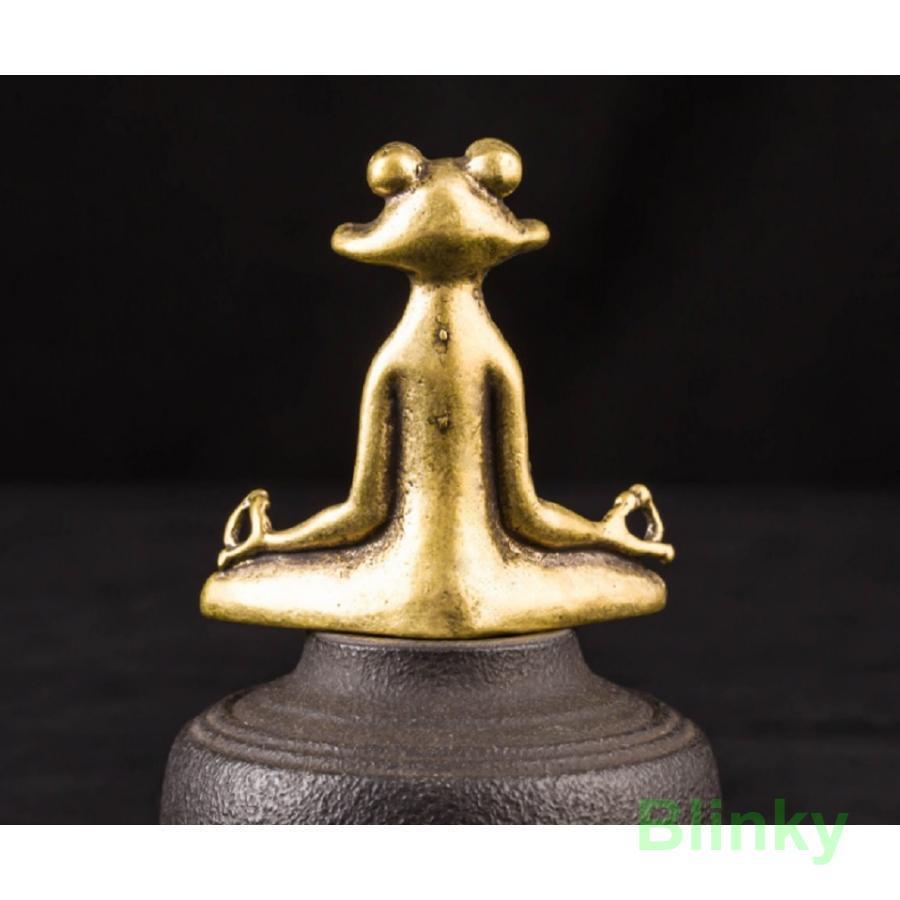 蛙 カエルの置物 お香立て 無事に帰る お守り 真鍮 : ブリンキー