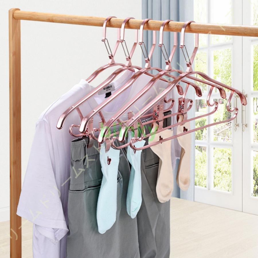 ハンガー ゴールドフックとクリップ付き 大人用 高耐久 衣類ハンガー