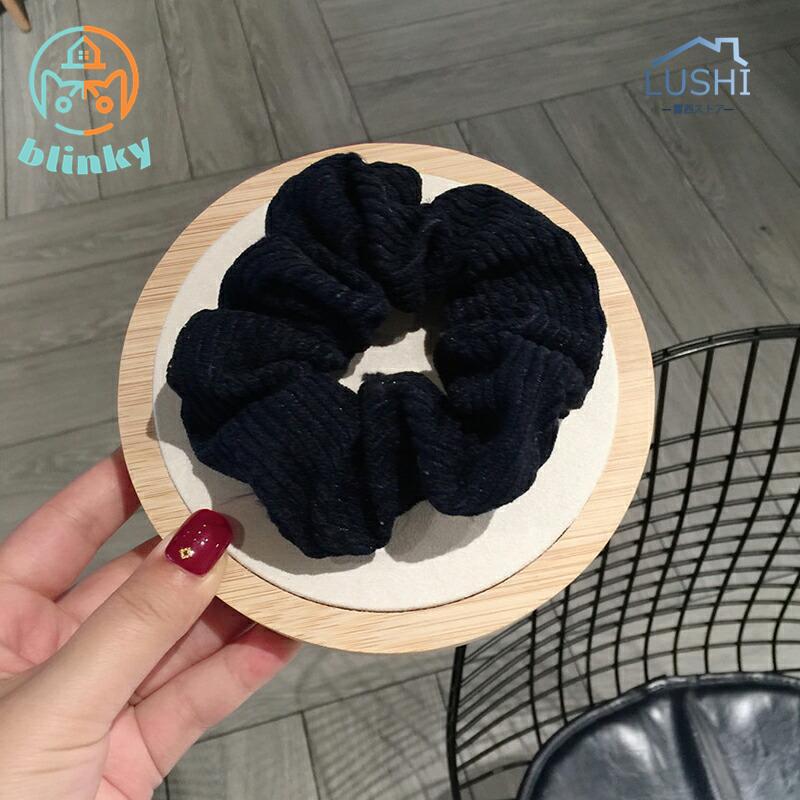 コーデュロイ シュシュ ヘアアクセサリー ヘア小物 ヘアゴム ネイビー