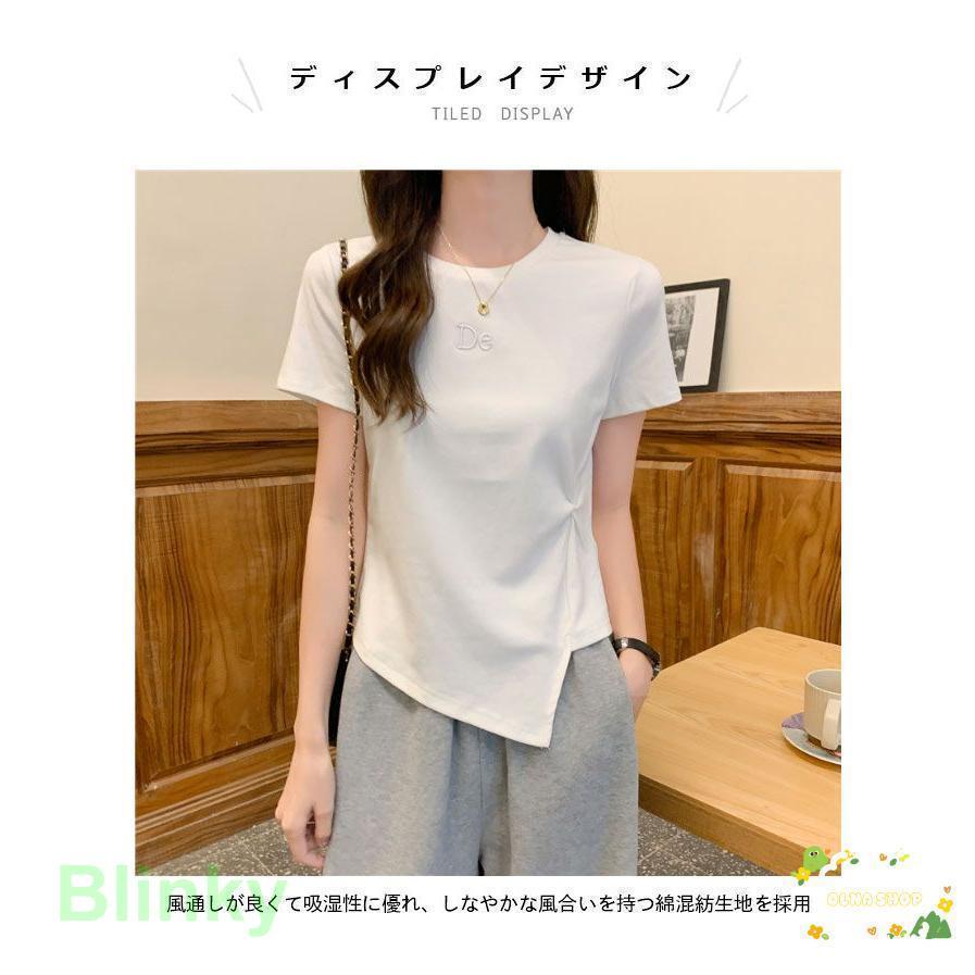 半袖Tシャツ 夏 レディース Tシャツ アシンメトリー 半袖 夏Tシャツ