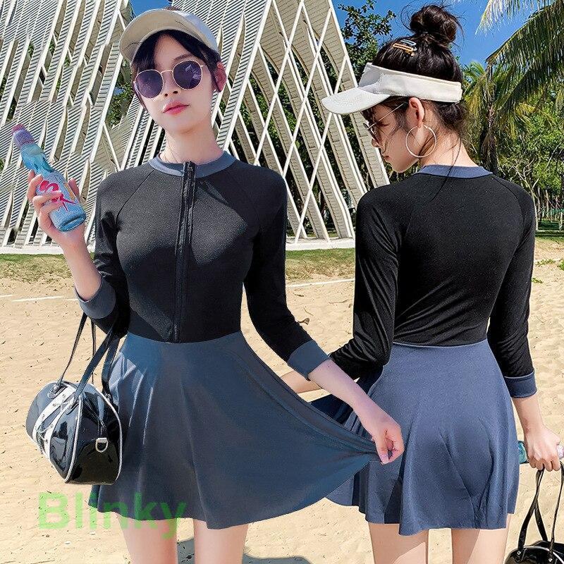 水着 レディース2点セット ビキニ UVカット体型カバー着痩せ 韓国ファッション可愛い 中学生 高校生 10代 スポーティー タンキニ ラッシュガード ワンピース | ブランド登録なし | 03