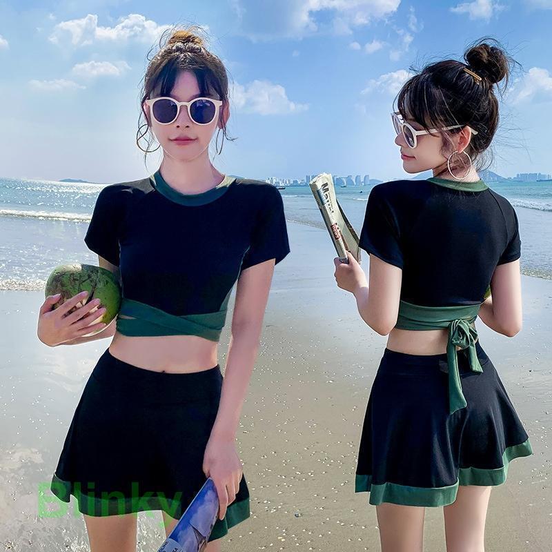 水着 レディース2点セット ビキニ UVカット体型カバー着痩せ 韓国ファッション可愛い 中学生 高校生 10代 スポーティー タンキニ ラッシュガード ワンピース | ブランド登録なし | 07