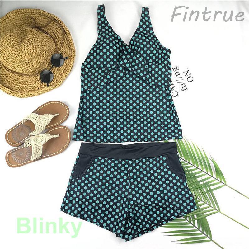 水着レディース ポルカドット タンキニ Vネック 水玉 ハイウエスト セパレート セット タンクスーツ ショートパンツ ビキニ 体型カバー 大きいサイズお洒落 | ブランド登録なし | 10