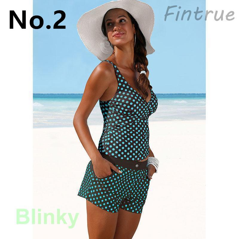 水着レディース ポルカドット タンキニ Vネック 水玉 ハイウエスト セパレート セット タンクスーツ ショートパンツ ビキニ 体型カバー 大きいサイズお洒落 | ブランド登録なし | 02