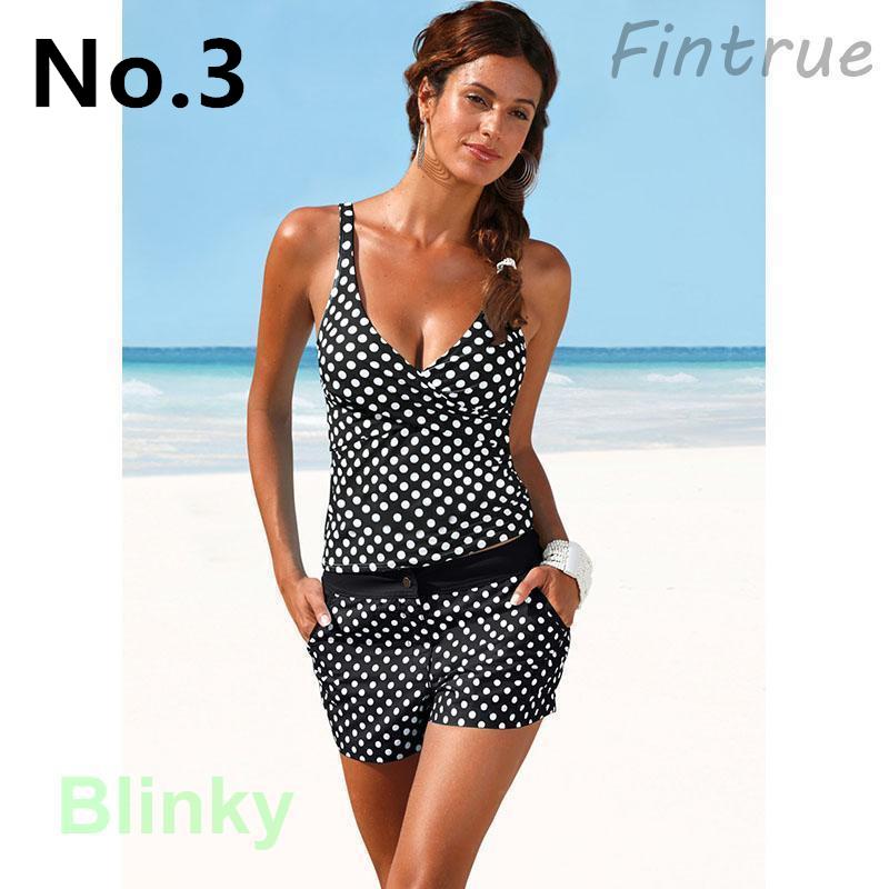 水着レディース ポルカドット タンキニ Vネック 水玉 ハイウエスト セパレート セット タンクスーツ ショートパンツ ビキニ 体型カバー 大きいサイズお洒落 | ブランド登録なし | 03