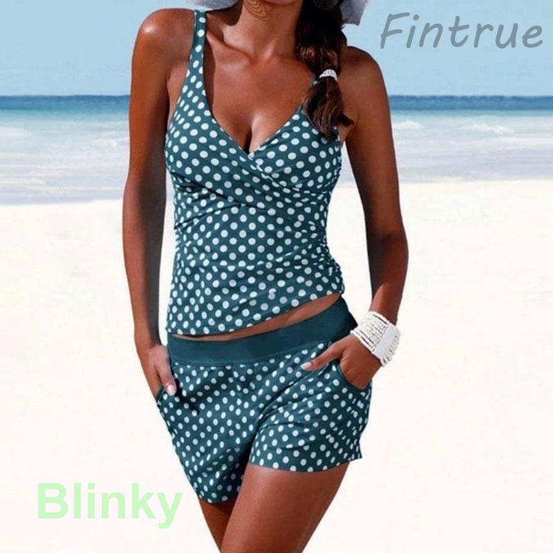 水着レディース ポルカドット タンキニ Vネック 水玉 ハイウエスト セパレート セット タンクスーツ ショートパンツ ビキニ 体型カバー 大きいサイズお洒落 | ブランド登録なし | 04