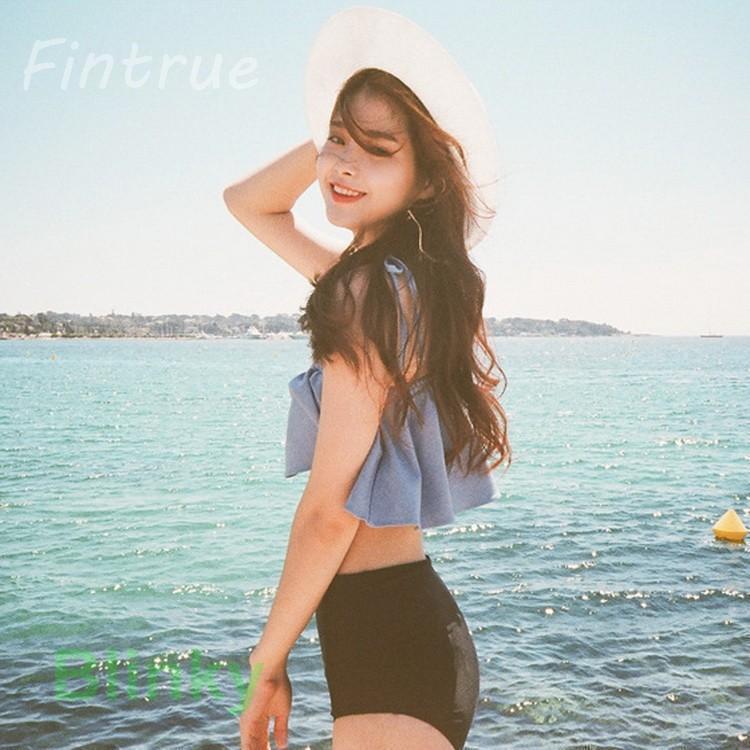 水着ビキニ レディース ビキニ2点セット 韓国風 フレア ボリューム 水着 セパレート 40代 セクシー スイムウェア 温泉 海辺 ビーチ 無地 水着ビキニ レディース ビキニ2点セット 韓国風 フレア ボリューム