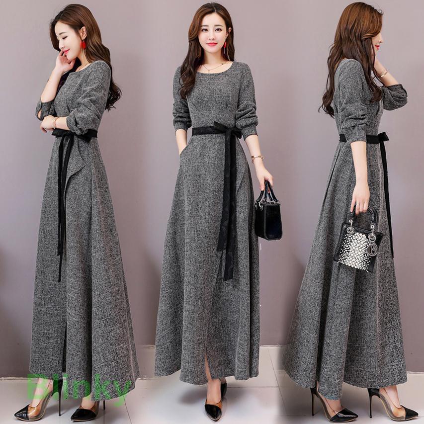 ワンピース ドレス ロング パーティードレス 結婚式 お呼ばれドレス 袖あり 長袖 ウエストマーク 大きいサイズ L L 代 代 代 | 