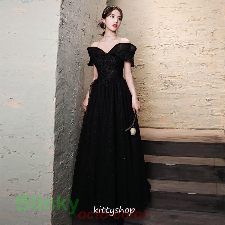 大人気❤️黒のワンショルダーイブニングドレス　女子会　結婚式　パーティー 楽天市場】イブニングドレス 黒 ワンショルダー ロングドレス