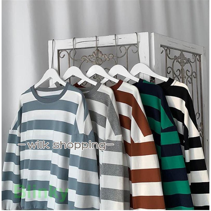 tシャツ メンズ 長袖 ロンT カットソー ストライプ Tシャツ シンプル