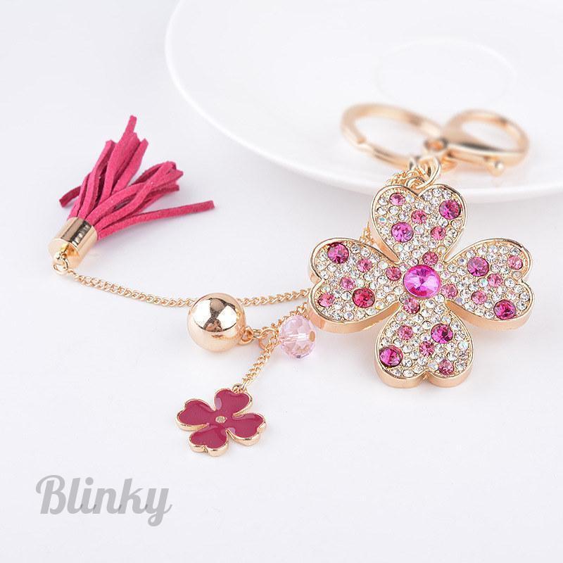 バッグチャーム 四葉クローバーモチーフ 花びら キラキラ ライン