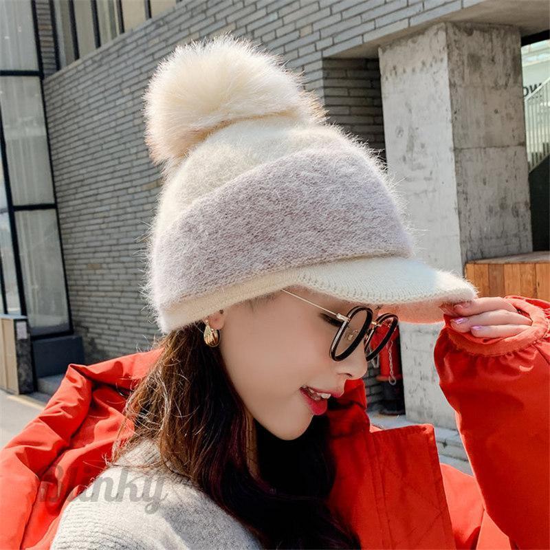 キャスケット レディース 帽子 つば広 ニット帽 小顔効果 防寒対策