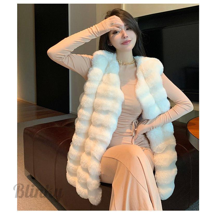 フェイクファー ベスト レディース ファーベスト ロングベスト