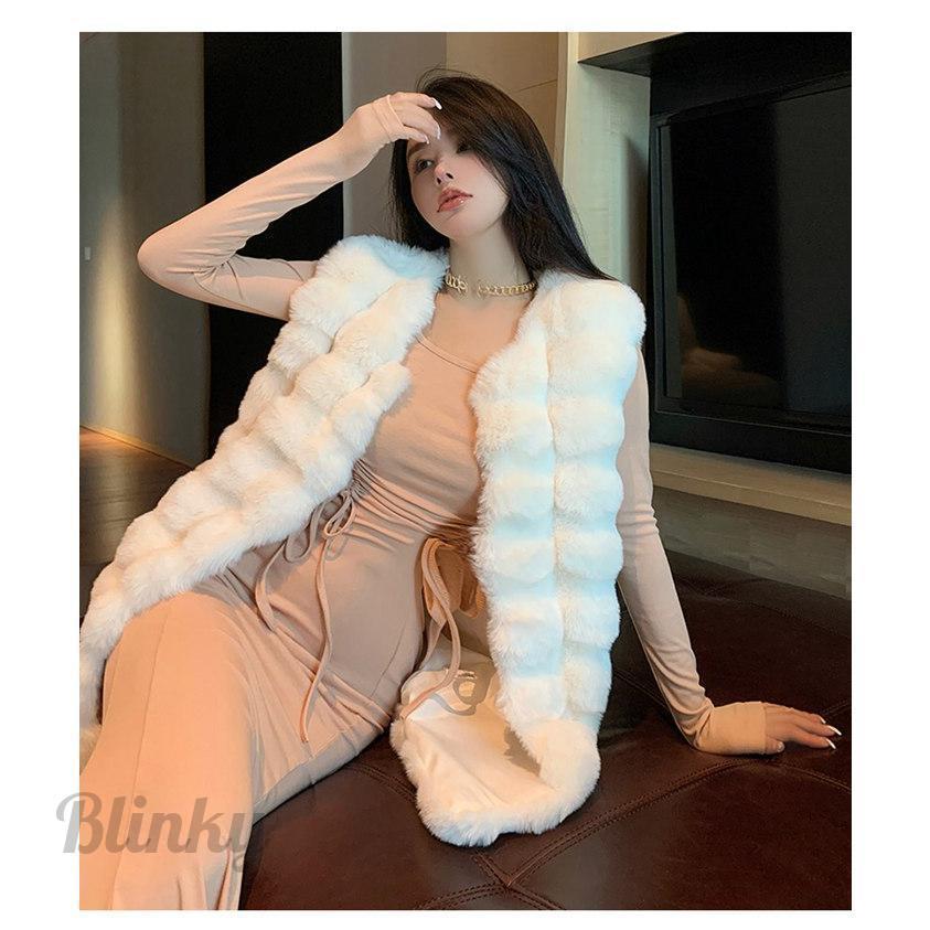 フェイクファー ベスト レディース ファーベスト ロングベスト