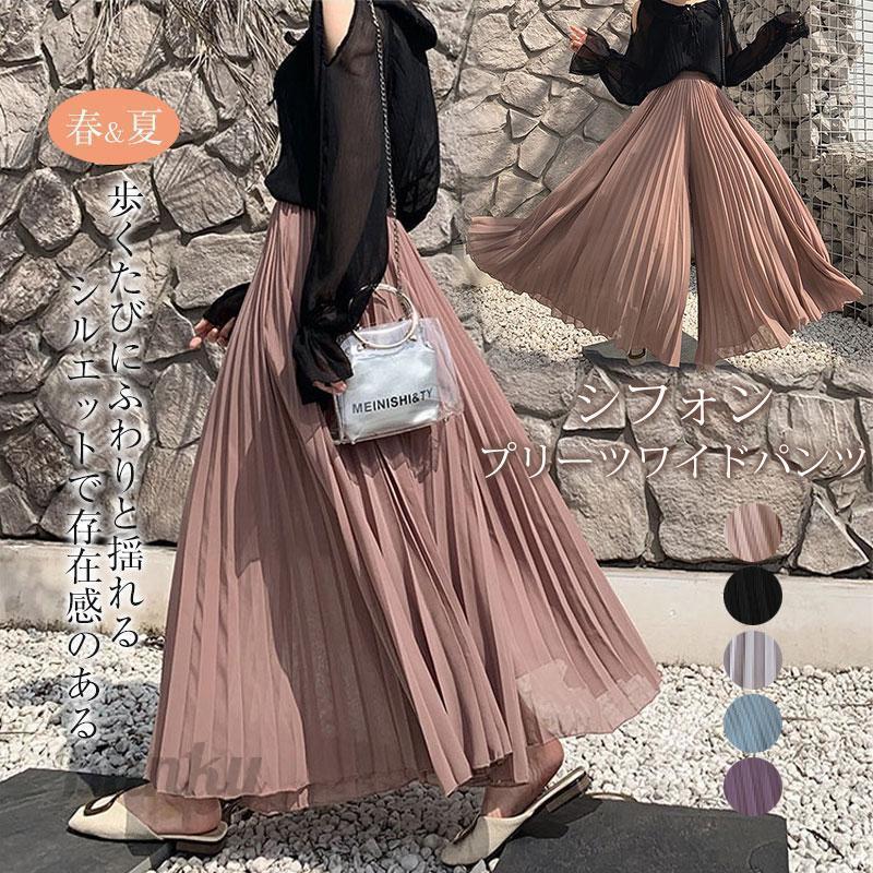 シフォンプリーツワイドパンツ ワイドパンツ レディース 春 夏 シフォンプリーツワイドパンツ ワイドパンツ レディース 春 夏