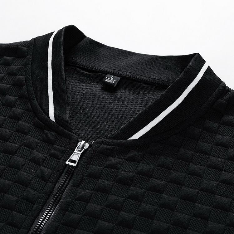 メンズ 秋物 秋服 ジャケット スタジャン 格子状の凹凸生地 防寒