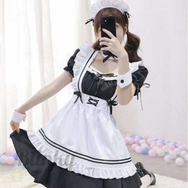 メイド服 ハロウィン衣装 がかわいい クラシック 白黒メイドロリータ 7
