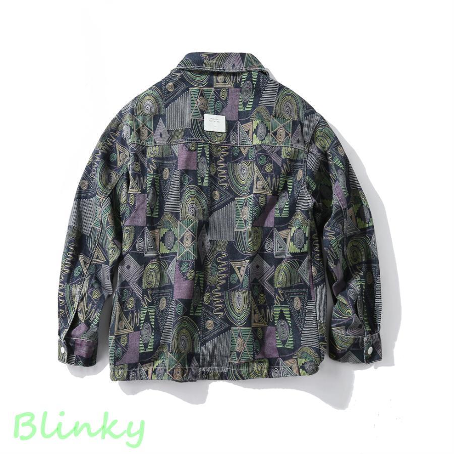 デニムジャケット シャツジャケット メンズ カバーオール 総柄