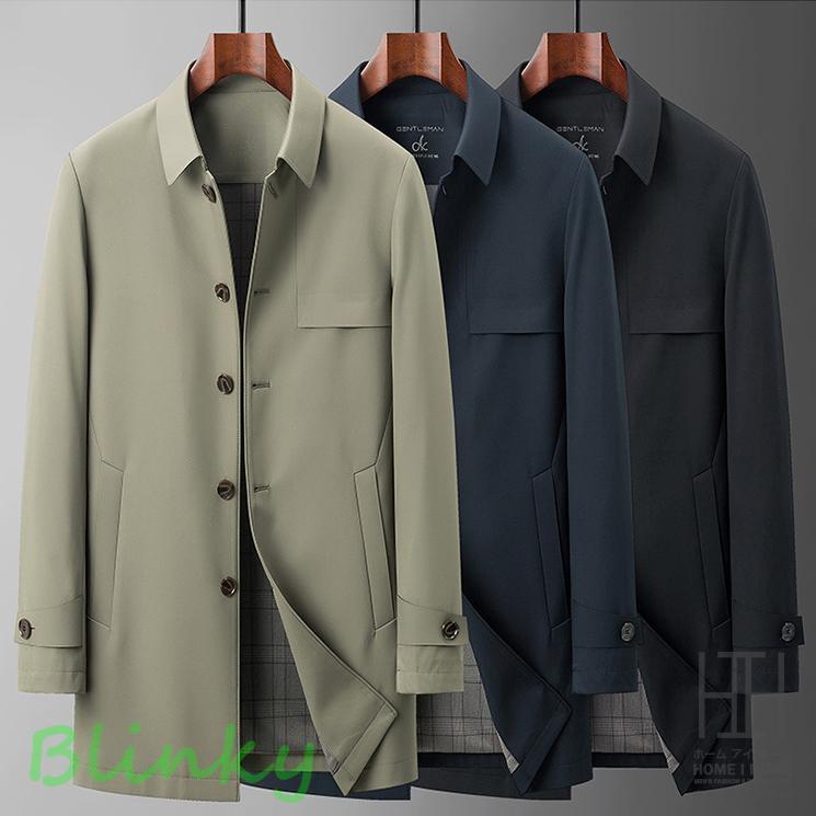 アウター ステンカラーコート メンズ チェスターコート 無地 ミドル丈