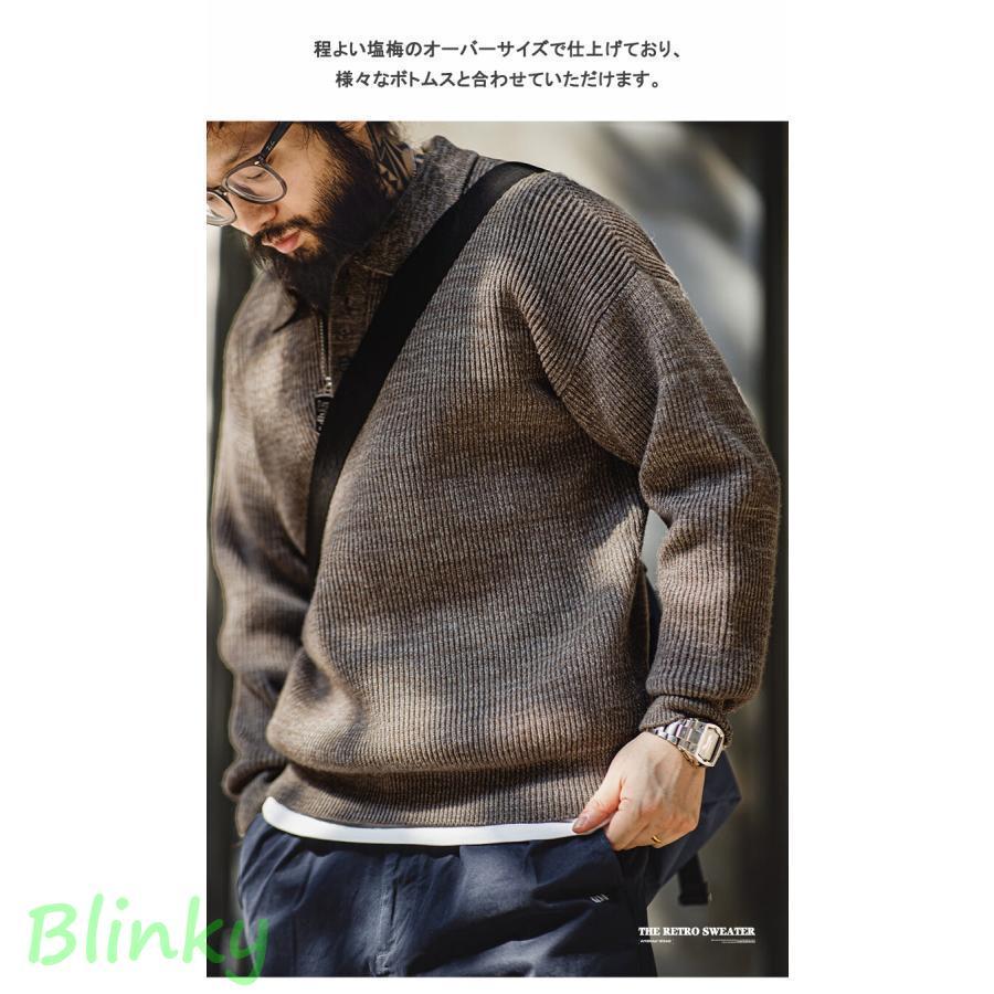 ニットポロ セーター メンズ 長袖 プルオーバー ポロシャツ ニットソー 襟付き 大きいサイズ 杢調 アメカジ トップス 長袖ポロシャツ ゆったり 柔らかい 秋冬_6