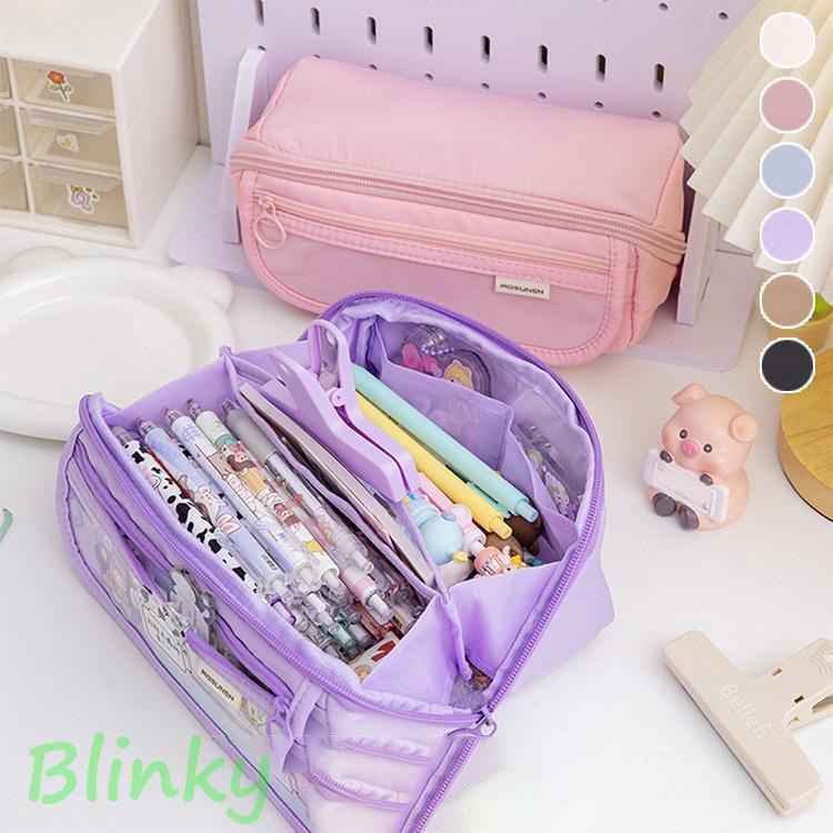 ペンケース 自立 クリアポケット 大容量 マルチケース かわいい 筆箱