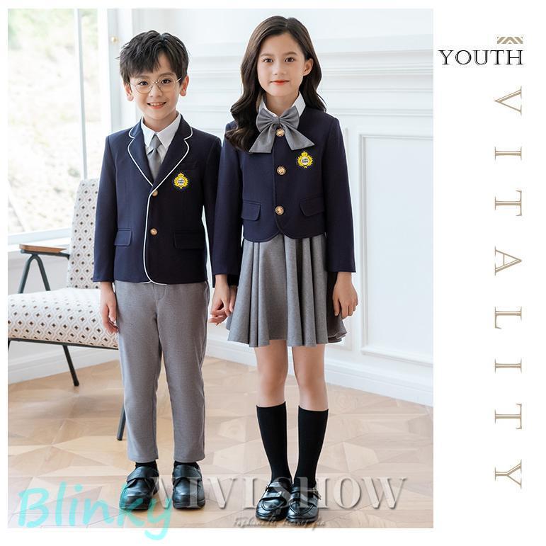 キッズ スーツ 女の子 男の子 子供スーツ 制服 セットアップ  5点セット 小学生 ジュニアスーツ お受験 発表会 卒園式 小学校 卒業式の画像