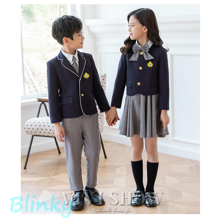 キッズ スーツ 女の子 男の子 子供スーツ 制服 セットアップ  5点セット 小学生 ジュニアスーツ お受験 発表会 卒園式 小学校 卒業式の画像