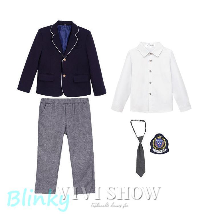 キッズ スーツ 女の子 男の子 子供スーツ 制服 セットアップ  5点セット 小学生 ジュニアスーツ お受験 発表会 卒園式 小学校 卒業式の画像