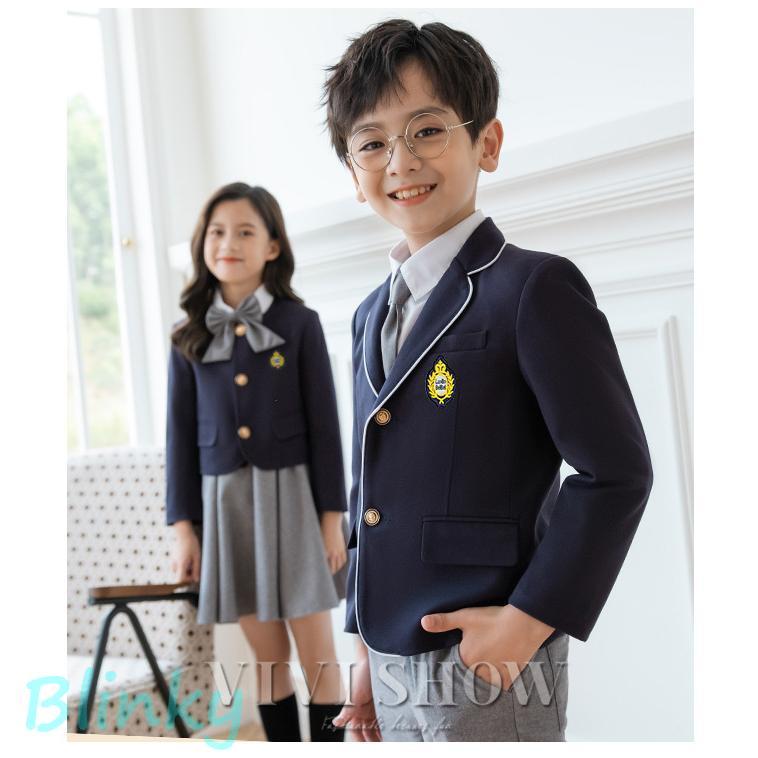 キッズ スーツ 女の子 男の子 子供スーツ 制服 セットアップ  5点セット 小学生 ジュニアスーツ お受験 発表会 卒園式 小学校 卒業式の画像
