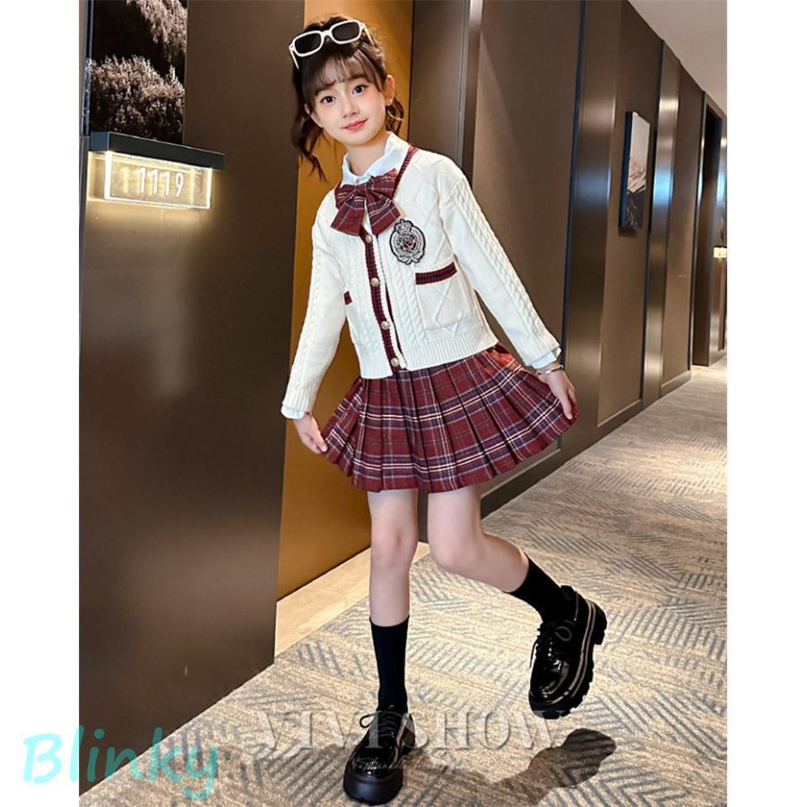 入学式 スーツ 女の子 キッズ フォーマル チェック柄 カーディガン セットアップ おしゃれ トップス スカート 卒園式 子供 上下セット 幼稚園 小学生の画像