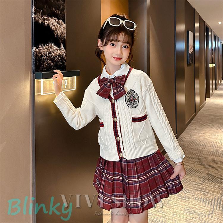 入学式 スーツ 女の子 キッズ フォーマル チェック柄 カーディガン セットアップ おしゃれ トップス スカート 卒園式 子供 上下セット 幼稚園 小学生の画像